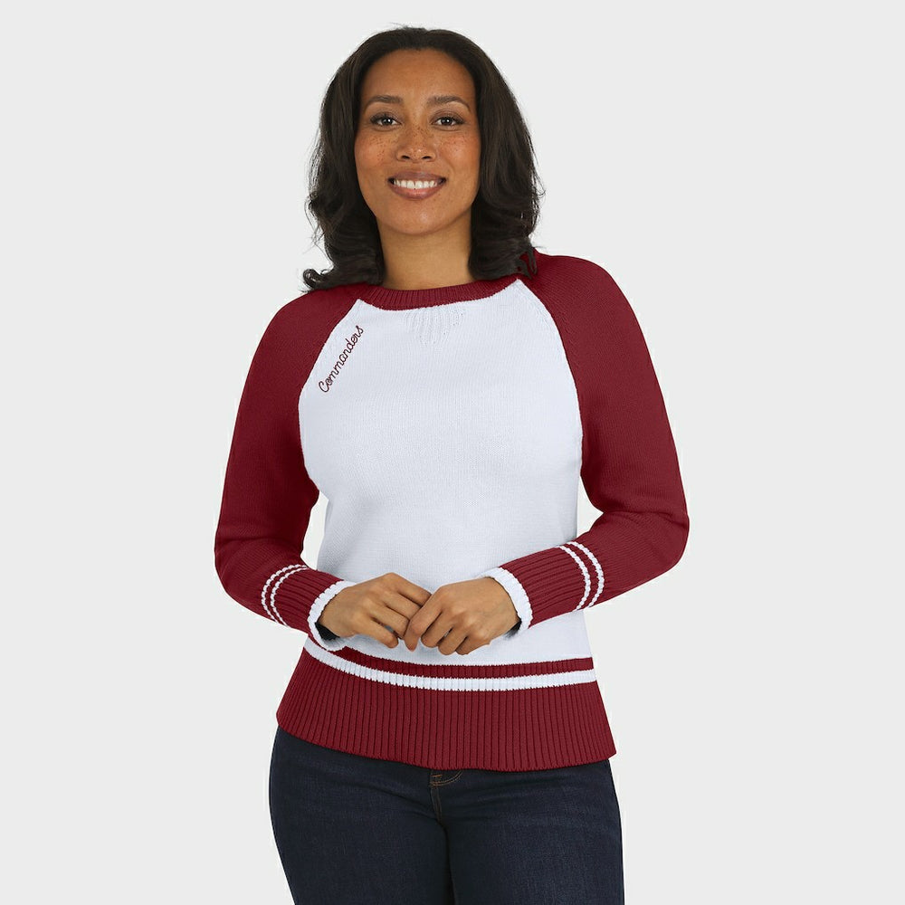 Washington Commanders WEAR by Erin Andrews Women's Colorblock Raglan Sweater - White/Burgundy outlet