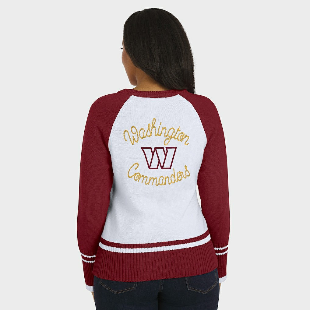 Washington Commanders WEAR by Erin Andrews Women's Colorblock Raglan Sweater - White/Burgundy outlet