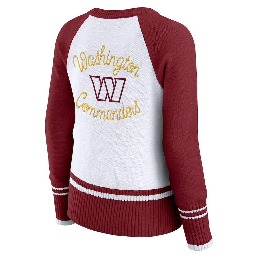 Washington Commanders WEAR by Erin Andrews Women's Colorblock Raglan Sweater - White/Burgundy outlet