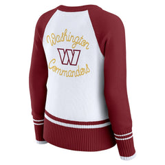 Washington Commanders WEAR by Erin Andrews Women's Colorblock Raglan Sweater - White/Burgundy outlet