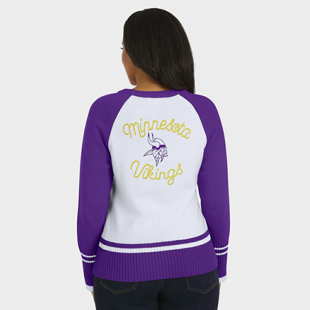 Minnesota Vikings WEAR by Erin Andrews Women's Colorblock Raglan Sweater - White/Purple sale