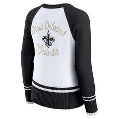 New Orleans Saints WEAR by Erin Andrews Women's Colorblock Raglan Sweater - White/Black sale