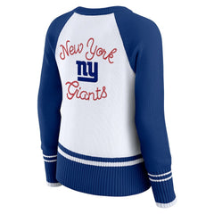 New York Giants WEAR by Erin Andrews Women's Colorblock Raglan Sweater - White/Royal outlet