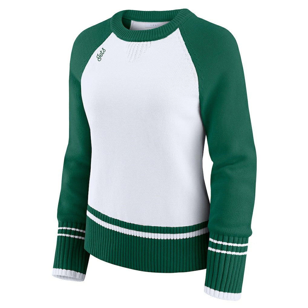 New York Jets WEAR by Erin Andrews Women's Colorblock Raglan Sweater - White/Green online