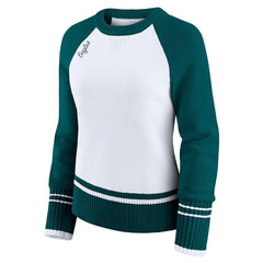 Philadelphia Eagles WEAR by Erin Andrews Women's Colorblock Raglan Sweater - White/Midnight Green for sale