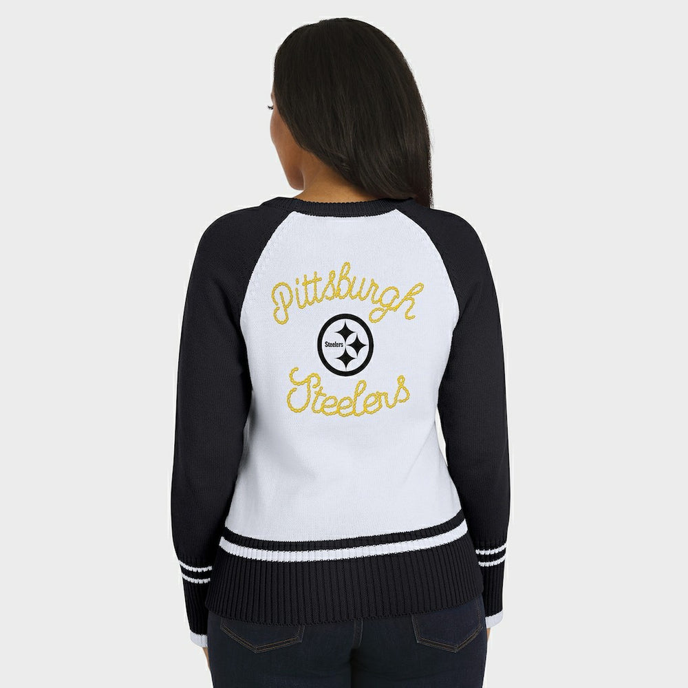 Pittsburgh Steelers WEAR by Erin Andrews Women's Colorblock Raglan Sweater - White/Black cheap