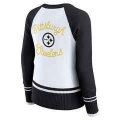 Pittsburgh Steelers WEAR by Erin Andrews Women's Colorblock Raglan Sweater - White/Black cheap