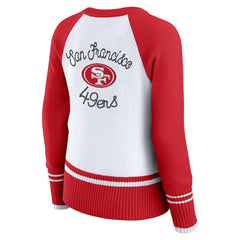 San Francisco 49ers WEAR by Erin Andrews Women's Colorblock Raglan Sweater - White/Scarlet on sale