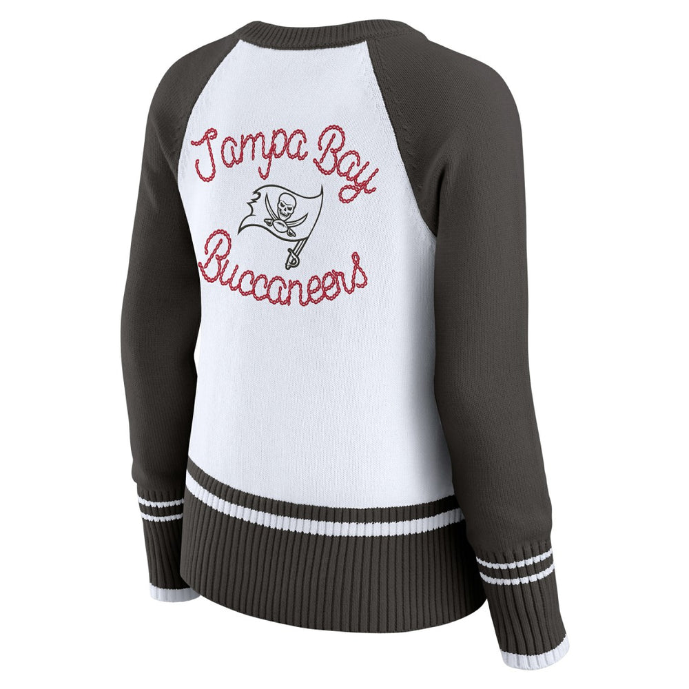 Tampa Bay Buccaneers WEAR by Erin Andrews Women's Colorblock Raglan Sweater - White/Pewter cheap