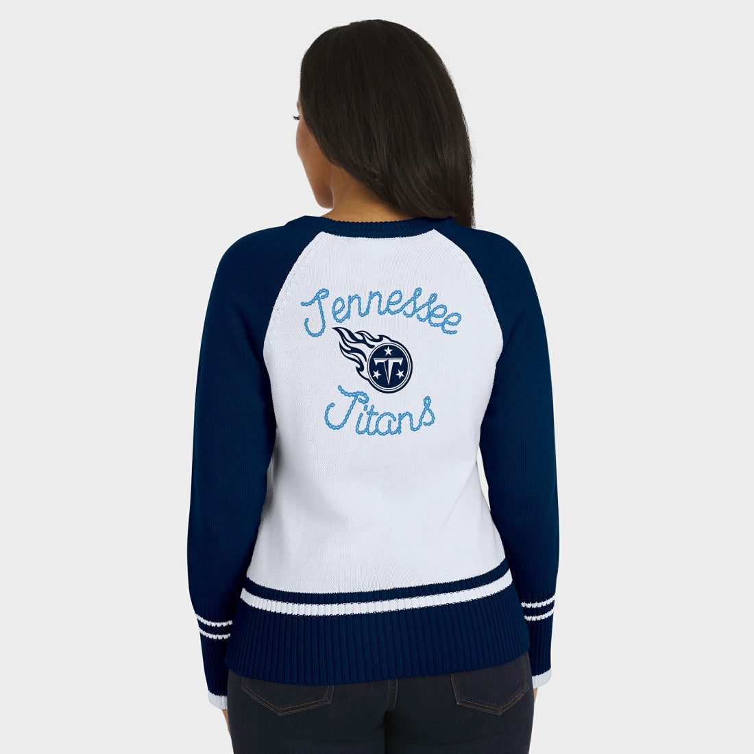 Tennessee Titans WEAR by Erin Andrews Women's Colorblock Raglan Sweater - White/Navy online