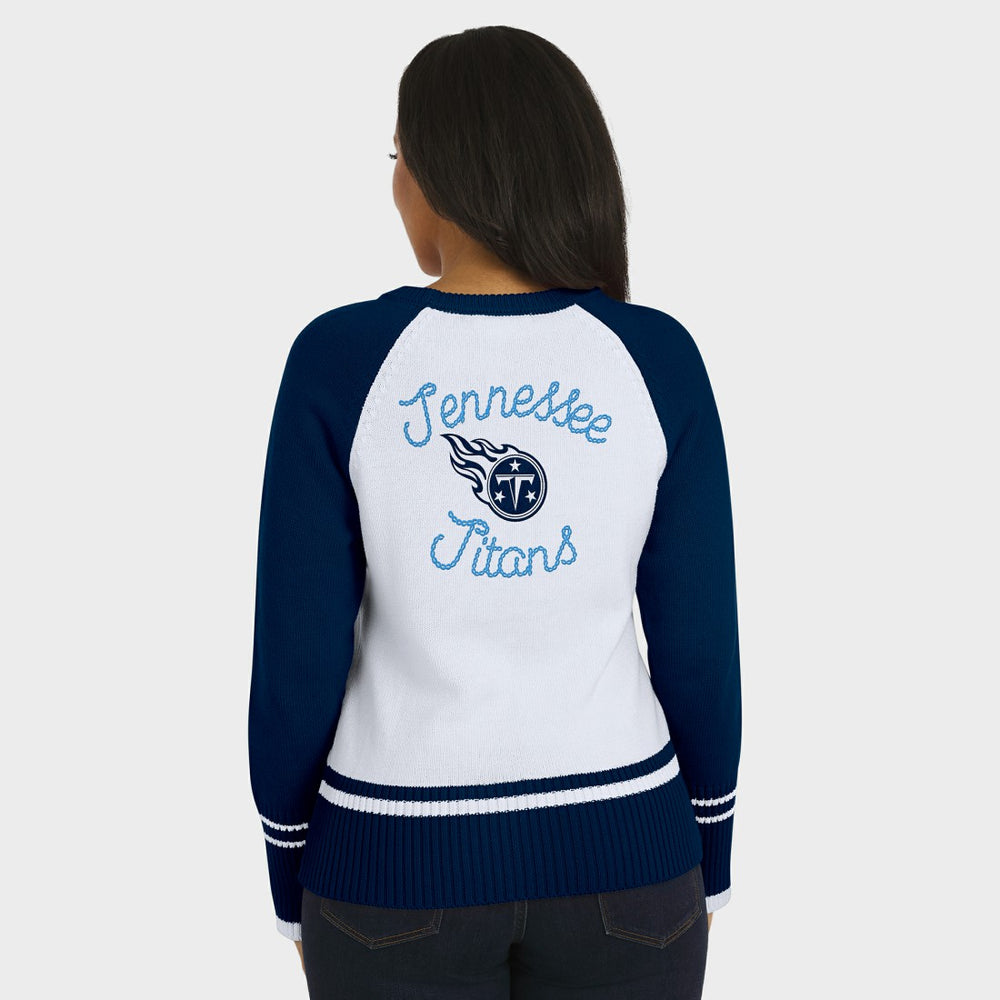 Tennessee Titans WEAR by Erin Andrews Women's Colorblock Raglan Sweater - White/Navy online