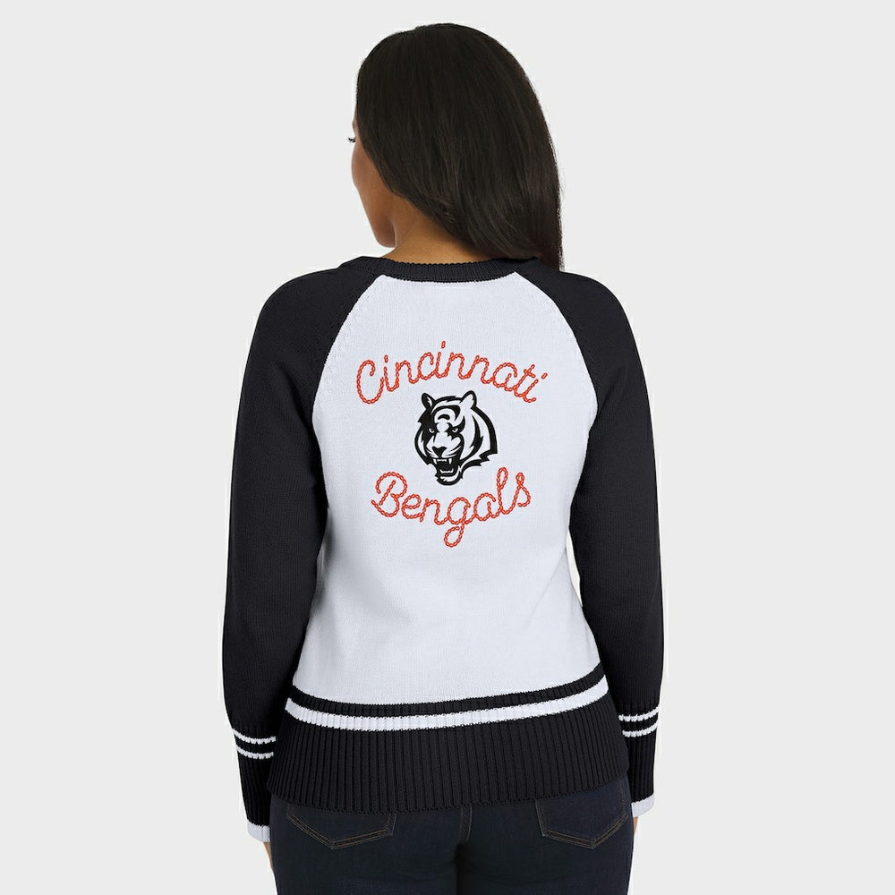 Cincinnati Bengals WEAR by Erin Andrews Women's Colorblock Raglan Sweater - White/Black online