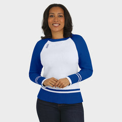 Buffalo Bills WEAR by Erin Andrews Women's Colorblock Raglan Sweater - White/Royal discount