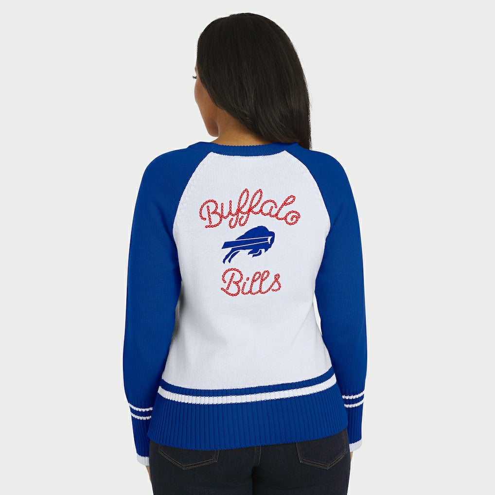 Buffalo Bills WEAR by Erin Andrews Women's Colorblock Raglan Sweater - White/Royal discount