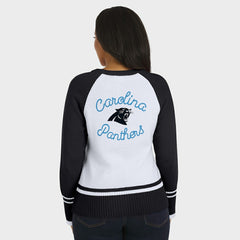 Carolina Panthers WEAR by Erin Andrews Women's Colorblock Raglan Sweater - White/Black for sale