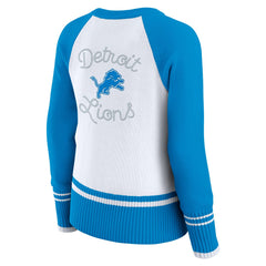 Detroit Lions WEAR by Erin Andrews Women's Colorblock Raglan Sweater - White/Blue on sale