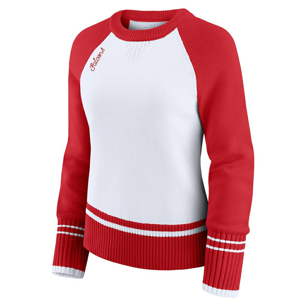 Atlanta Falcons WEAR by Erin Andrews Women's Colorblock Raglan Sweater - White/Red online