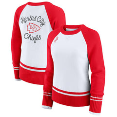 Kansas City Chiefs WEAR by Erin Andrews Women's Colorblock Raglan Sweater - White/Red outlet