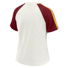 Washington Commanders WEAR by Erin Andrews Women's Sleeve Stripe Distressed Raglan T-Shirt - White for sale