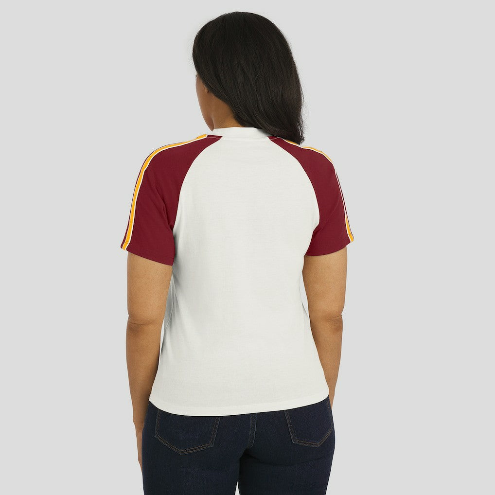 Washington Commanders WEAR by Erin Andrews Women's Sleeve Stripe Distressed Raglan T-Shirt - White for sale