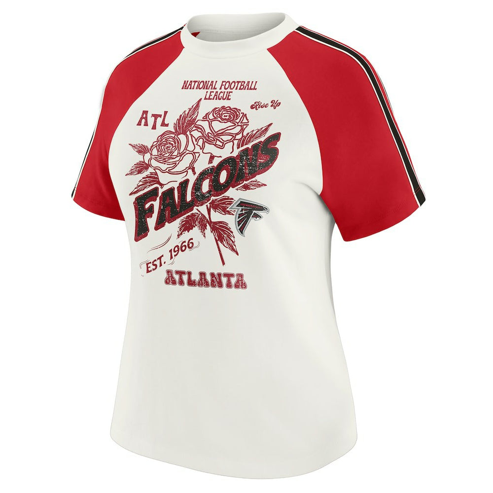 Atlanta Falcons WEAR by Erin Andrews Women's Sleeve Stripe Distressed Raglan T-Shirt - White online