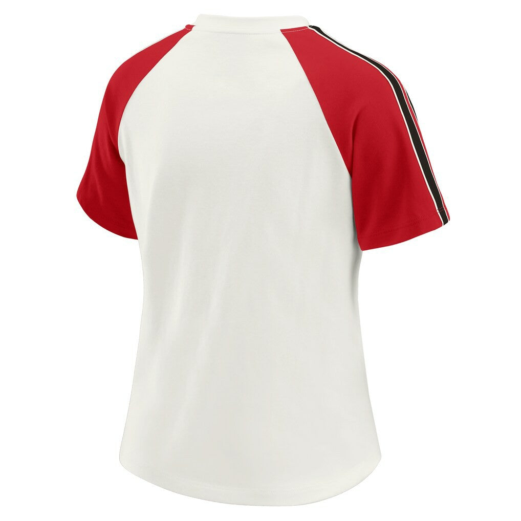 Atlanta Falcons WEAR by Erin Andrews Women's Sleeve Stripe Distressed Raglan T-Shirt - White online