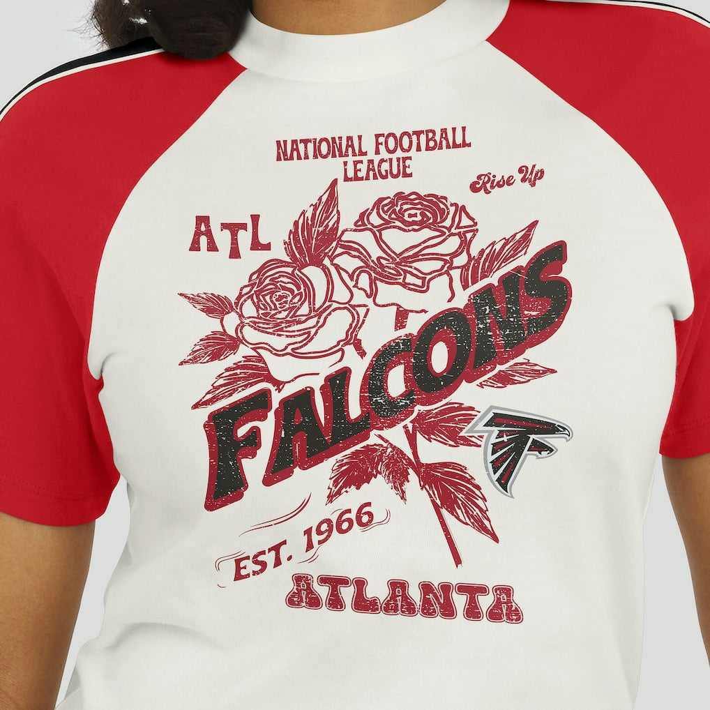 Atlanta Falcons WEAR by Erin Andrews Women's Sleeve Stripe Distressed Raglan T-Shirt - White online