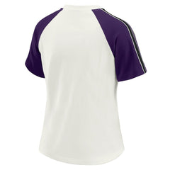 Baltimore Ravens WEAR by Erin Andrews Women's Sleeve Stripe Distressed Raglan T-Shirt - White discount
