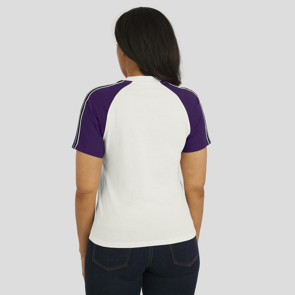 Baltimore Ravens WEAR by Erin Andrews Women's Sleeve Stripe Distressed Raglan T-Shirt - White discount