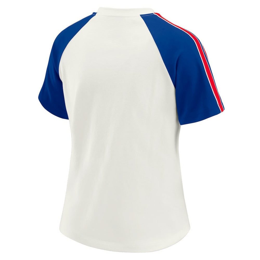 Buffalo Bills WEAR by Erin Andrews Women's Sleeve Stripe Distressed Raglan T-Shirt - White discount