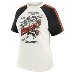 Cincinnati Bengals WEAR by Erin Andrews Women's Sleeve Stripe Distressed Raglan T-Shirt - White online