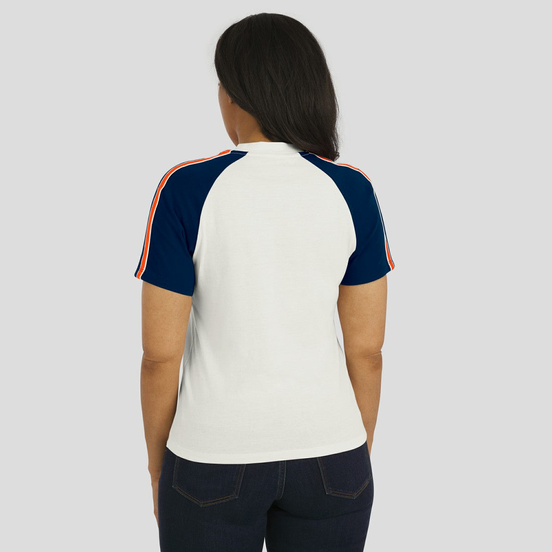 Denver Broncos WEAR by Erin Andrews Women's Sleeve Stripe Distressed Raglan T-Shirt - White for sale