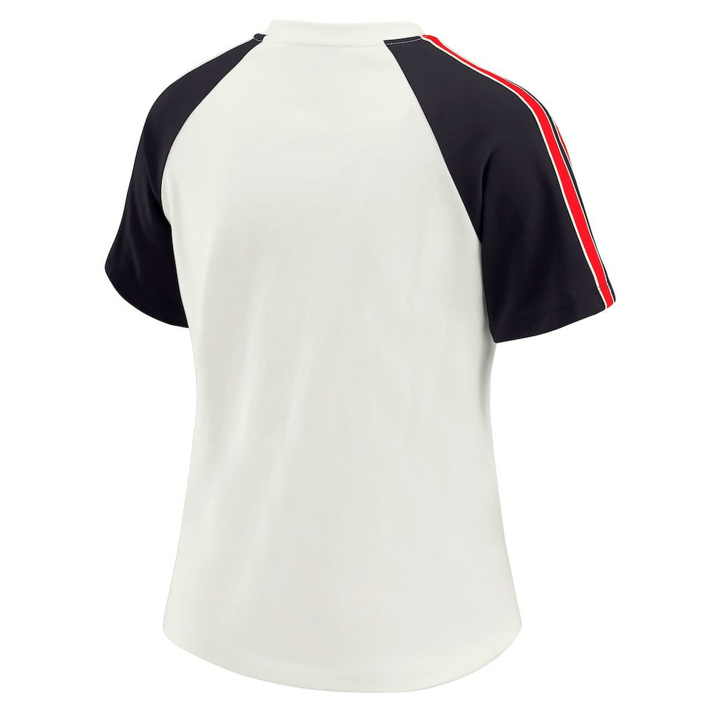 Houston Texans WEAR by Erin Andrews Women's Sleeve Stripe Distressed Raglan T-Shirt - White on sale
