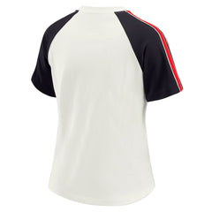 Houston Texans WEAR by Erin Andrews Women's Sleeve Stripe Distressed Raglan T-Shirt - White on sale