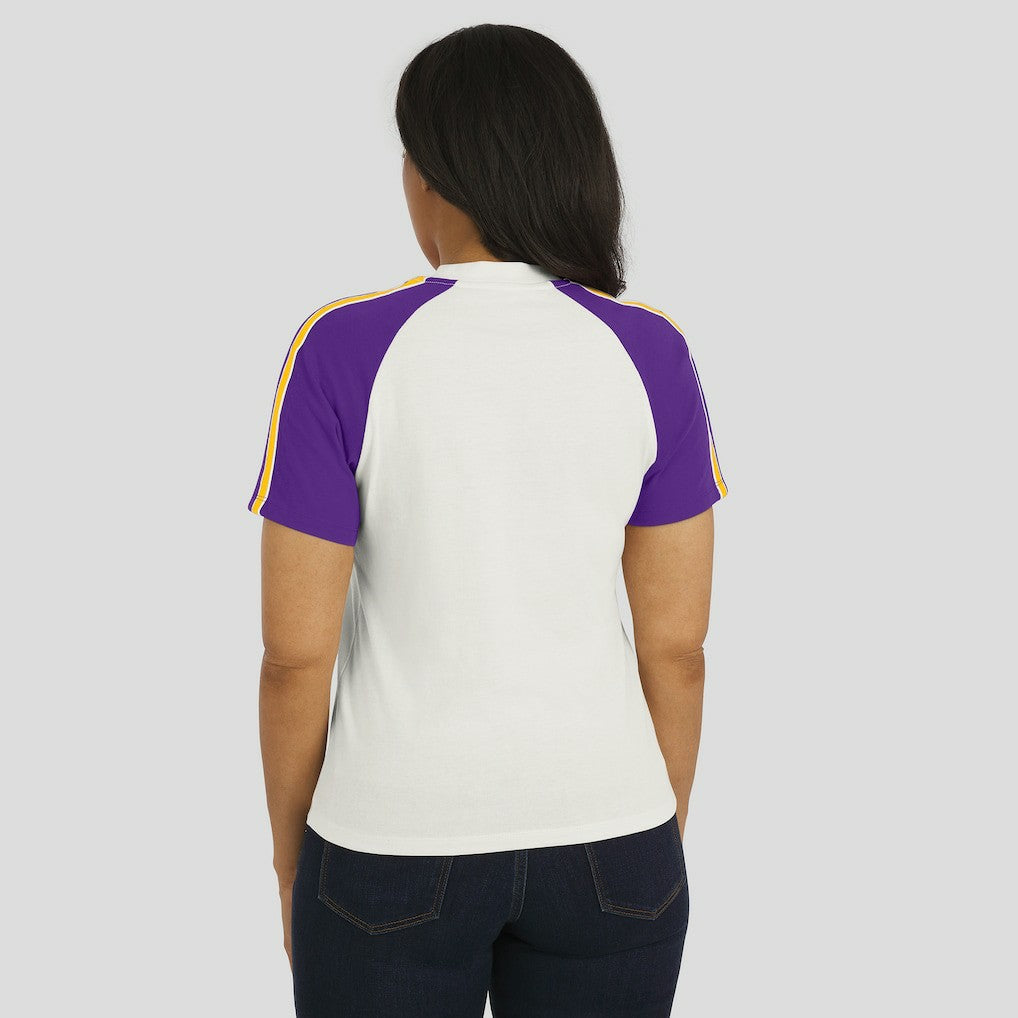 Minnesota Vikings WEAR by Erin Andrews Women's Sleeve Stripe Distressed Raglan T-Shirt - White cheap