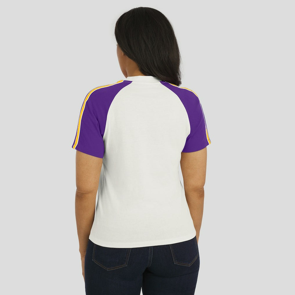 Minnesota Vikings WEAR by Erin Andrews Women's Sleeve Stripe Distressed Raglan T-Shirt - White cheap