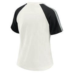 Las Vegas Raiders WEAR by Erin Andrews Women's Sleeve Stripe Distressed Raglan T-Shirt - White for sale