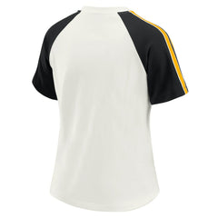 Pittsburgh Steelers WEAR by Erin Andrews Women's Sleeve Stripe Distressed Raglan T-Shirt - White outlet