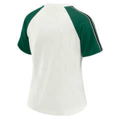 New York Jets WEAR by Erin Andrews Women's Sleeve Stripe Distressed Raglan T-Shirt - White online