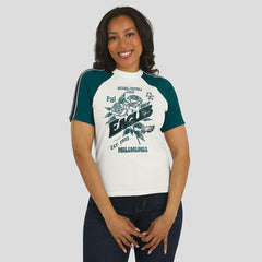 Philadelphia Eagles WEAR by Erin Andrews Women's Sleeve Stripe Distressed Raglan T-Shirt - White sale