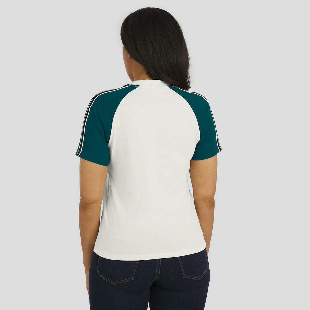 Philadelphia Eagles WEAR by Erin Andrews Women's Sleeve Stripe Distressed Raglan T-Shirt - White sale