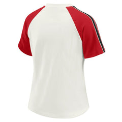 San Francisco 49ers WEAR by Erin Andrews Women's Sleeve Stripe Distressed Raglan T-Shirt - White outlet