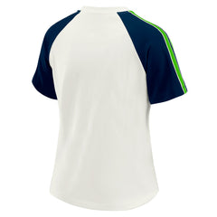 Seattle Seahawks WEAR by Erin Andrews Women's Sleeve Stripe Distressed Raglan T-Shirt - White for sale