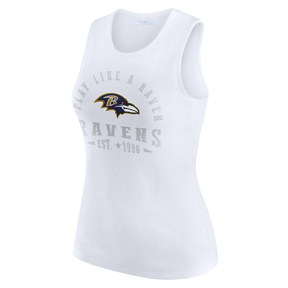 Baltimore Ravens WEAR by Erin Andrews Women's Ribbed Graphic Tank Top - White cheap