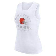 Cleveland Browns WEAR by Erin Andrews Women's Ribbed Graphic Tank Top - White for sale