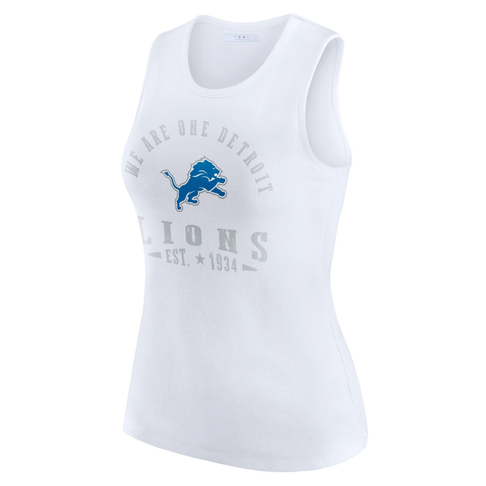 Detroit Lions WEAR by Erin Andrews Women's Ribbed Graphic Tank Top - White on sale