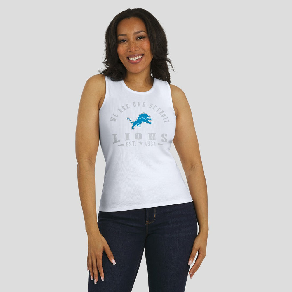 Detroit Lions WEAR by Erin Andrews Women's Ribbed Graphic Tank Top - White on sale