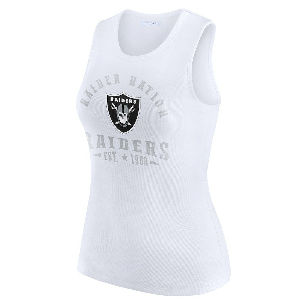 Las Vegas Raiders WEAR by Erin Andrews Women's Ribbed Graphic Tank Top - White outlet