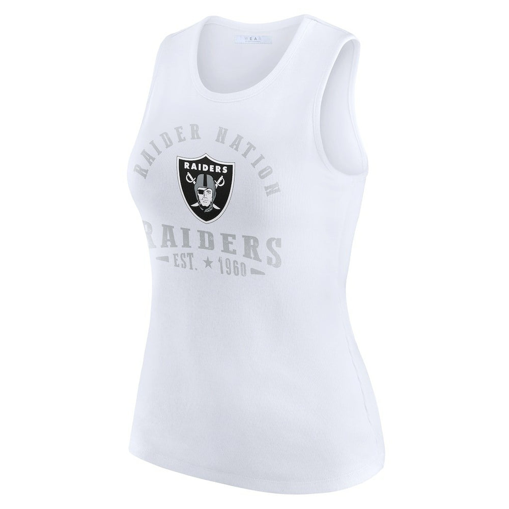 Las Vegas Raiders WEAR by Erin Andrews Women's Ribbed Graphic Tank Top - White outlet