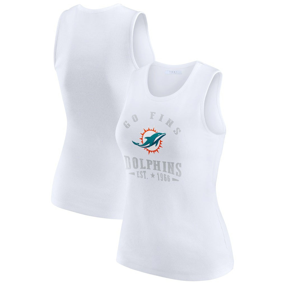 Miami Dolphins WEAR by Erin Andrews Women's Ribbed Graphic Tank Top - White cheap